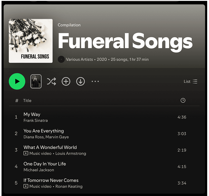 Your music selection